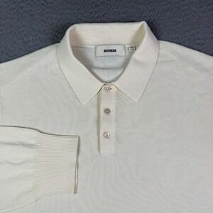 Buck Mason Cashmere Sweater Polo Shirt Mens XL Sand Cream Long Sleeve